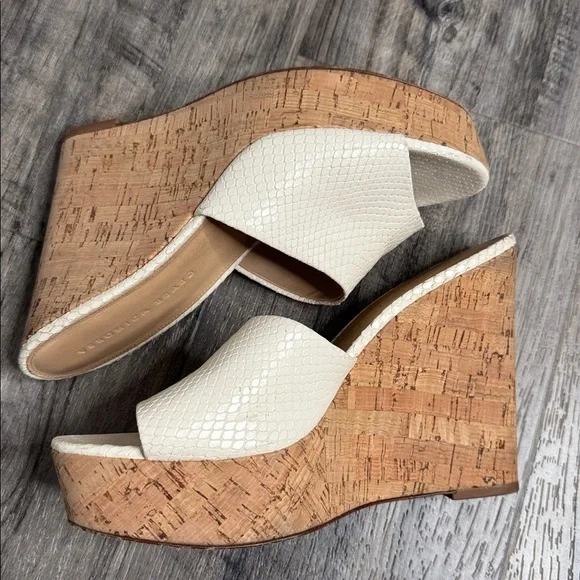 Veronica Beard Dali Snakeskin Platform Cork Sandals 9.5 - Picture 3 of 6
